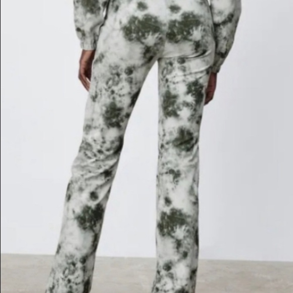 Zara XS tie dye marble green pants
